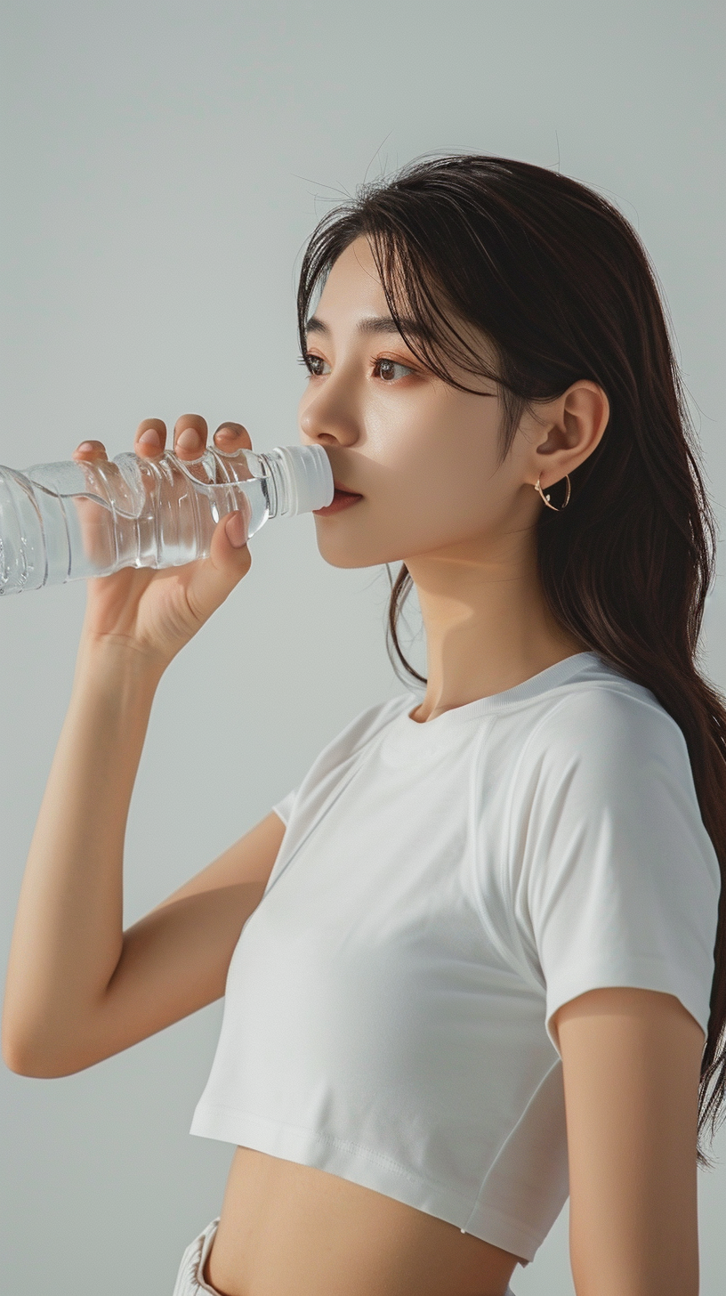  A person takes a refreshing sip of water, hydrating their body and nourishing their well-being